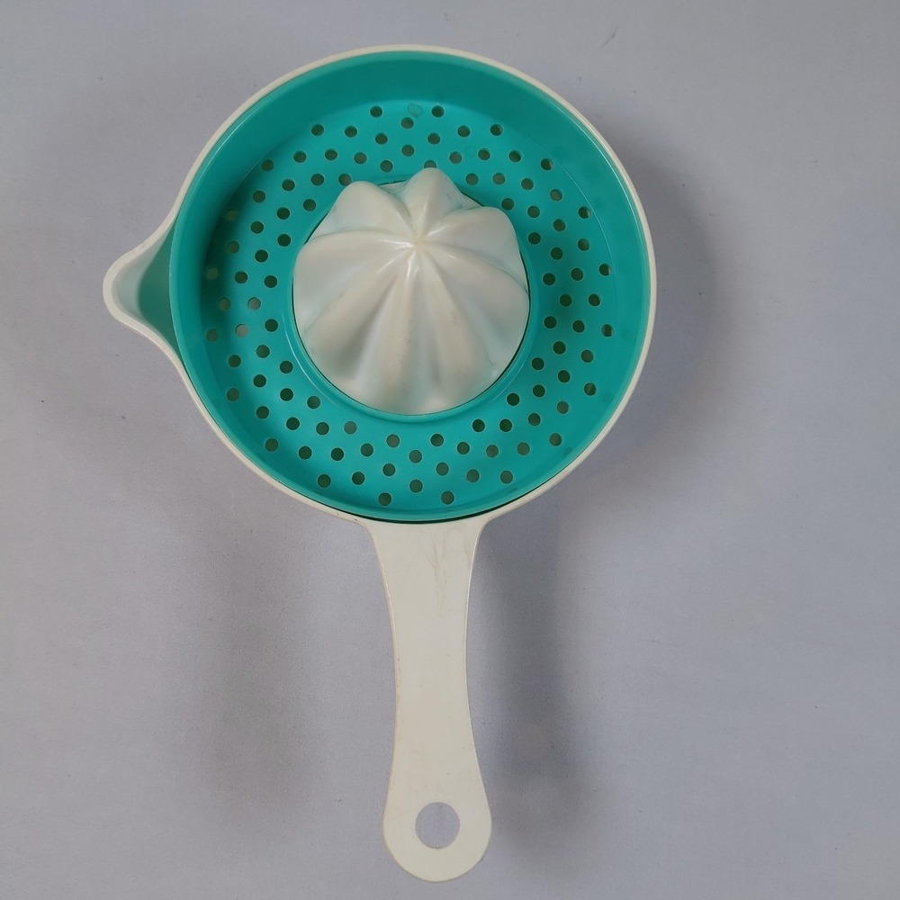 Vintage Citrus Juicer Blue Turquoise and White  Florida Oranges Quikut